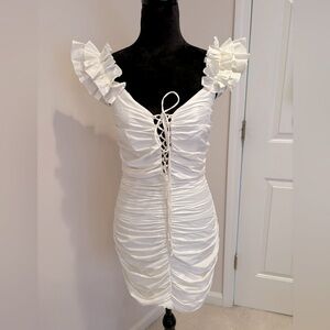 ZARA Prom/Wedding white ruched dress
